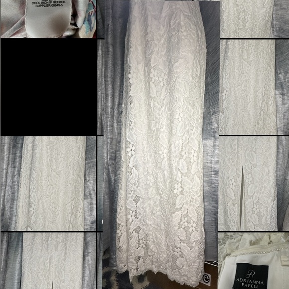 Adrianna Papell White Lace, Strapless Bodycon Long Wedding Gown Dress ~ Size 4 - Picture 6 of 11